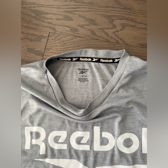 Reebok Mens Large Intersect  Race Athletic Sports Training  logo top  shirt Gray - Picture 8 of 9